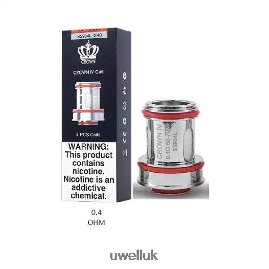 UWELL CROWN 4 REPLACEMENT COILS (4-PACK) Dual Coil 0.4ohm 4P2XFT183 - UWELL Vape Price