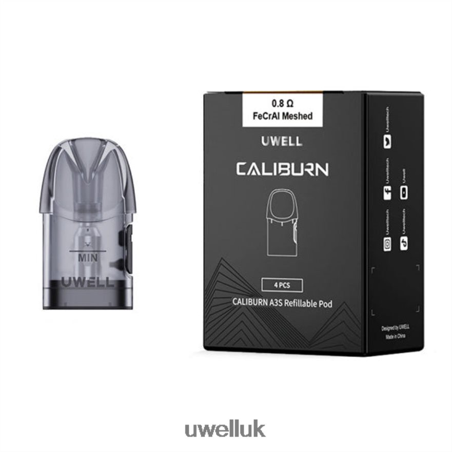 UWELL CALIBURN A3 REPLACEMENT PODS | 4-PACK 0.8ohm 2 4P2XFT19 - UWELL UK