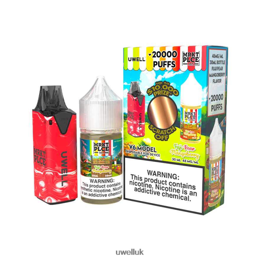 UWELL V6 DISPOSABLE DEVICE + DADDY'S VAPOR 30ML JUICE - COLLAB BUNDLE CLR: Red/FLV: Fuji Pear Mangoberry 48mg 4P2XFT209 - UWELL UK